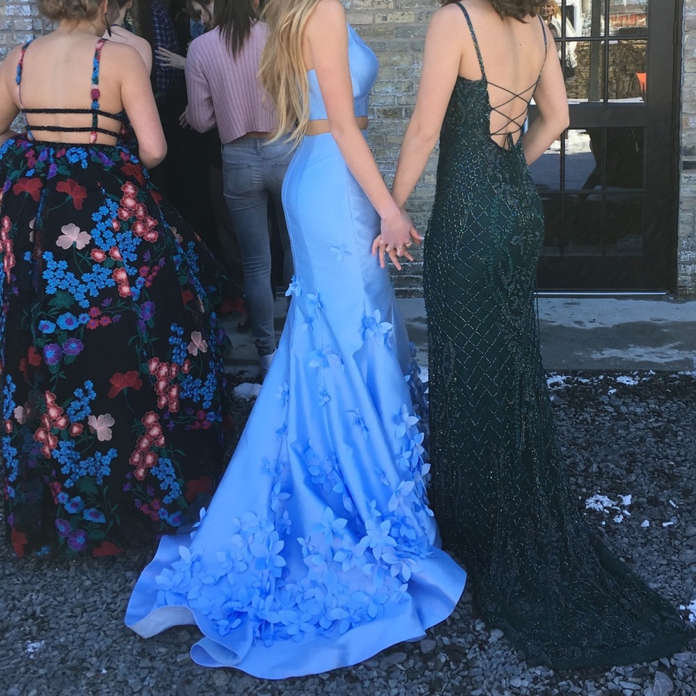 Sherri hill two piece light blue mermaid dress